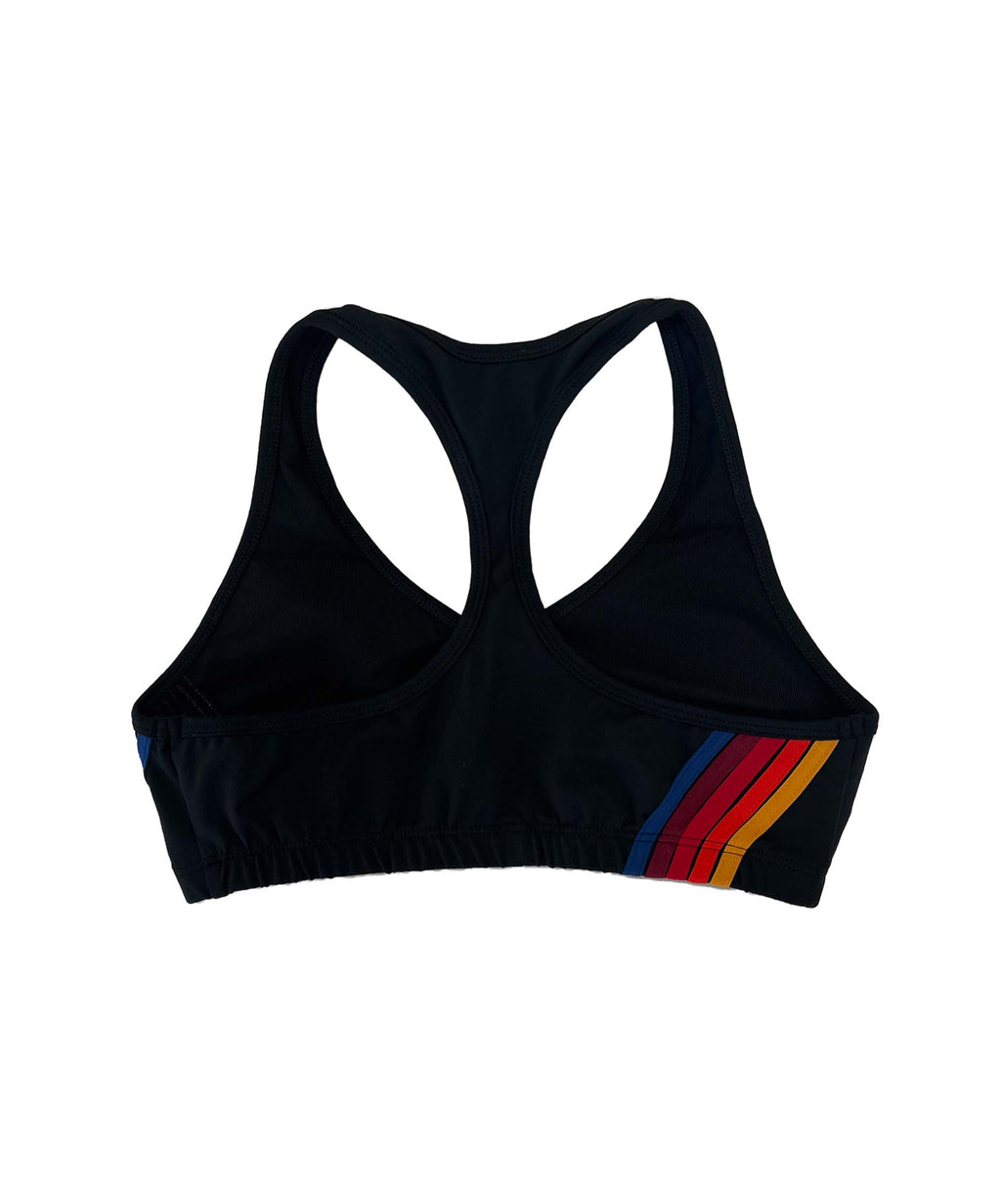 Retro WOMENS 5 STRIPE SPORTS BRA - BLACK