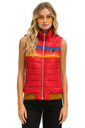 Retro WOMENS 5 STRIPE VEST - CHERRY