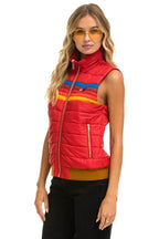 Retro WOMENS 5 STRIPE VEST - CHERRY