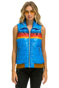 Retro WOMENS 5 STRIPE VEST - GLOSSY BLUE CINA