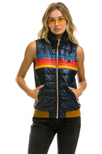 Retro WOMENS 5 STRIPE VEST - GLOSSY NAVY