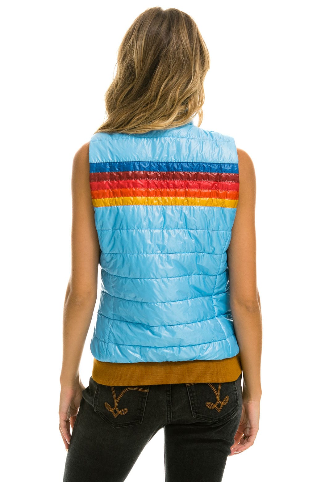 Retro WOMENS 5 STRIPE VEST - GLOSSY SKY