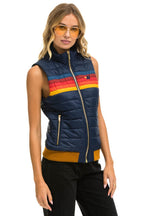 Retro WOMENS 5 STRIPE VEST - NAVY