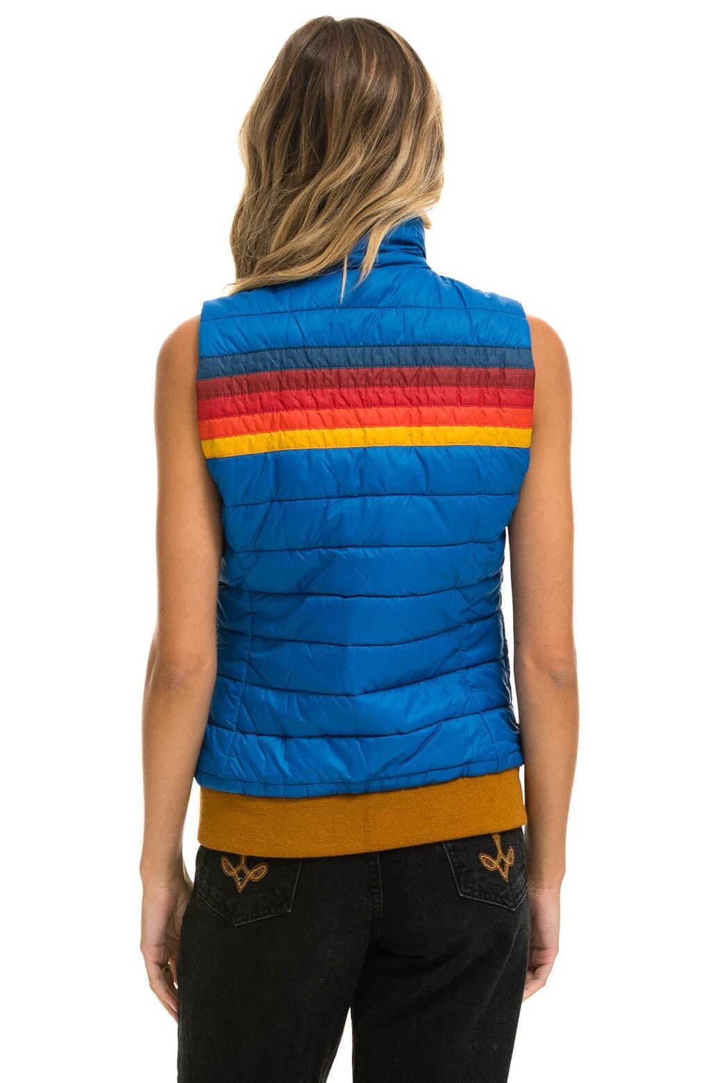 Retro WOMENS 5 STRIPE VEST - SNORKEL BLUE