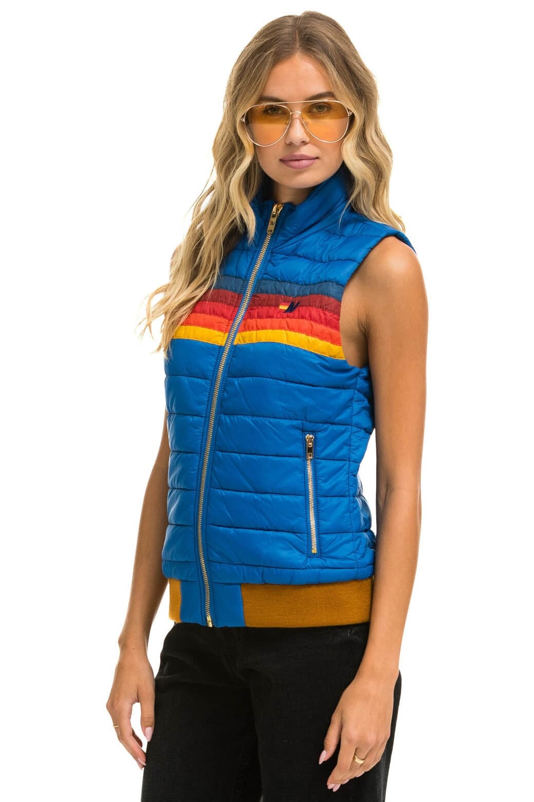 Retro WOMENS 5 STRIPE VEST - SNORKEL BLUE