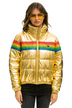Retro 6 STRIPE LUXE APRES PUFFER JACKET - GLOSSY GOLDEN
