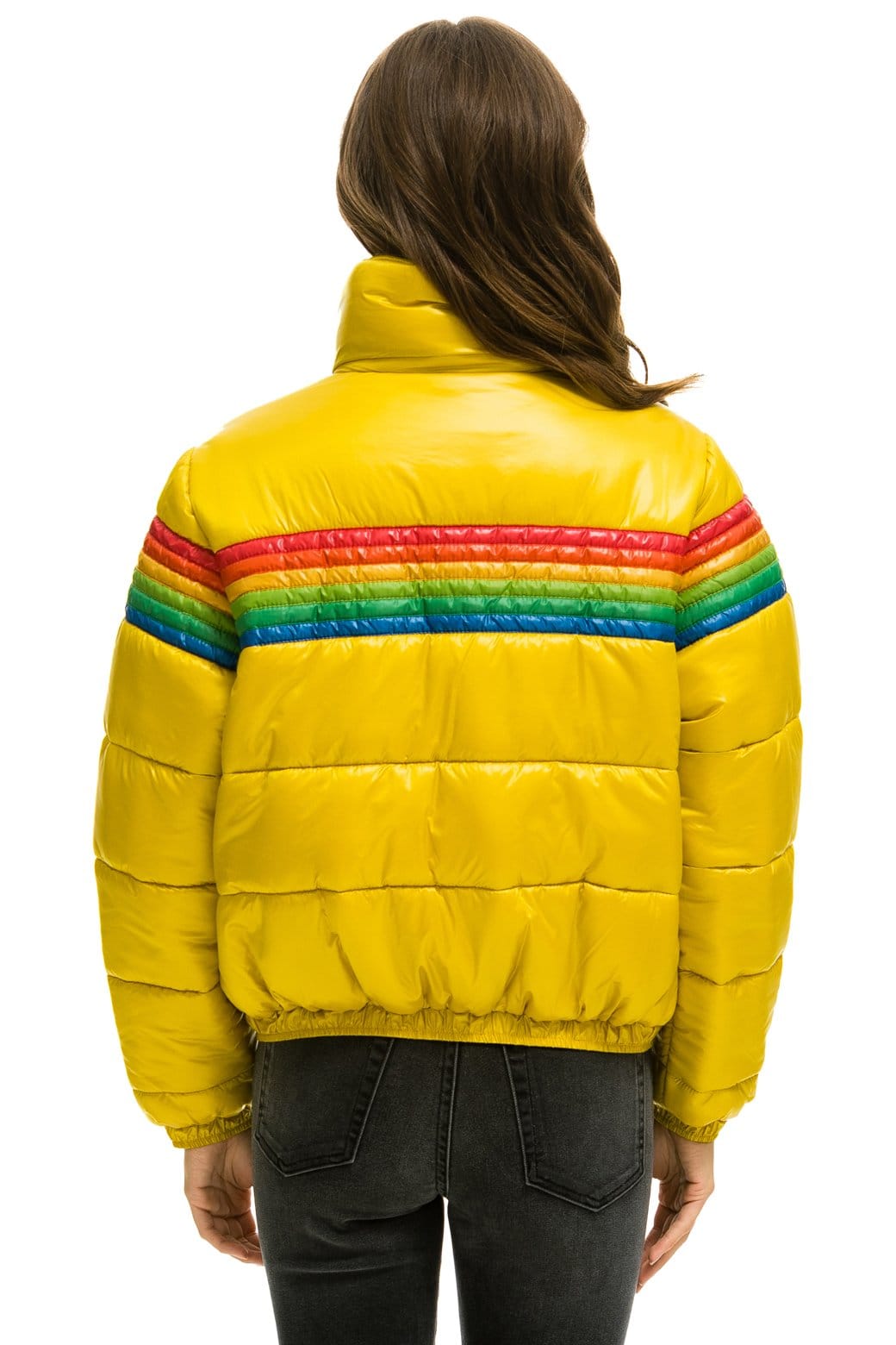 Retro 6 STRIPE LUXE APRES PUFFER JACKET - GLOSSY HONEY