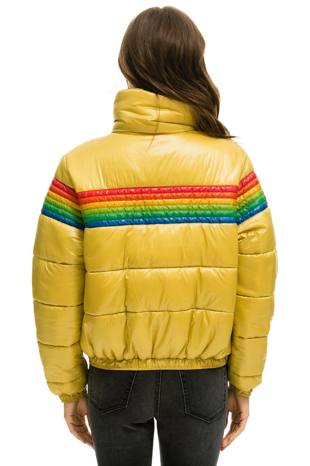 Retro 6 STRIPE LUXE APRES PUFFER JACKET - GLOSSY KHAKI