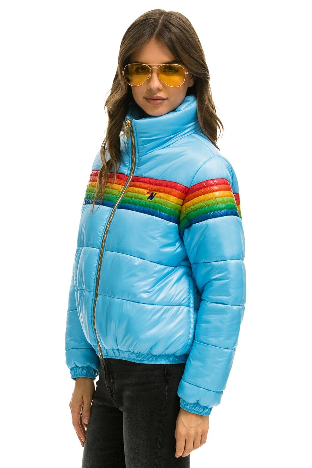 Retro 6 STRIPE LUXE APRES PUFFER JACKET - GLOSSY SKY