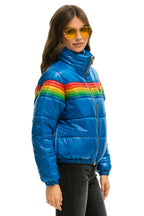 Retro 6 STRIPE LUXE APRES PUFFER JACKET - GLOSSY SNORKEL BLUE