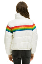 Retro 6 STRIPE LUXE APRES PUFFER JACKET - GLOSSY WHITE