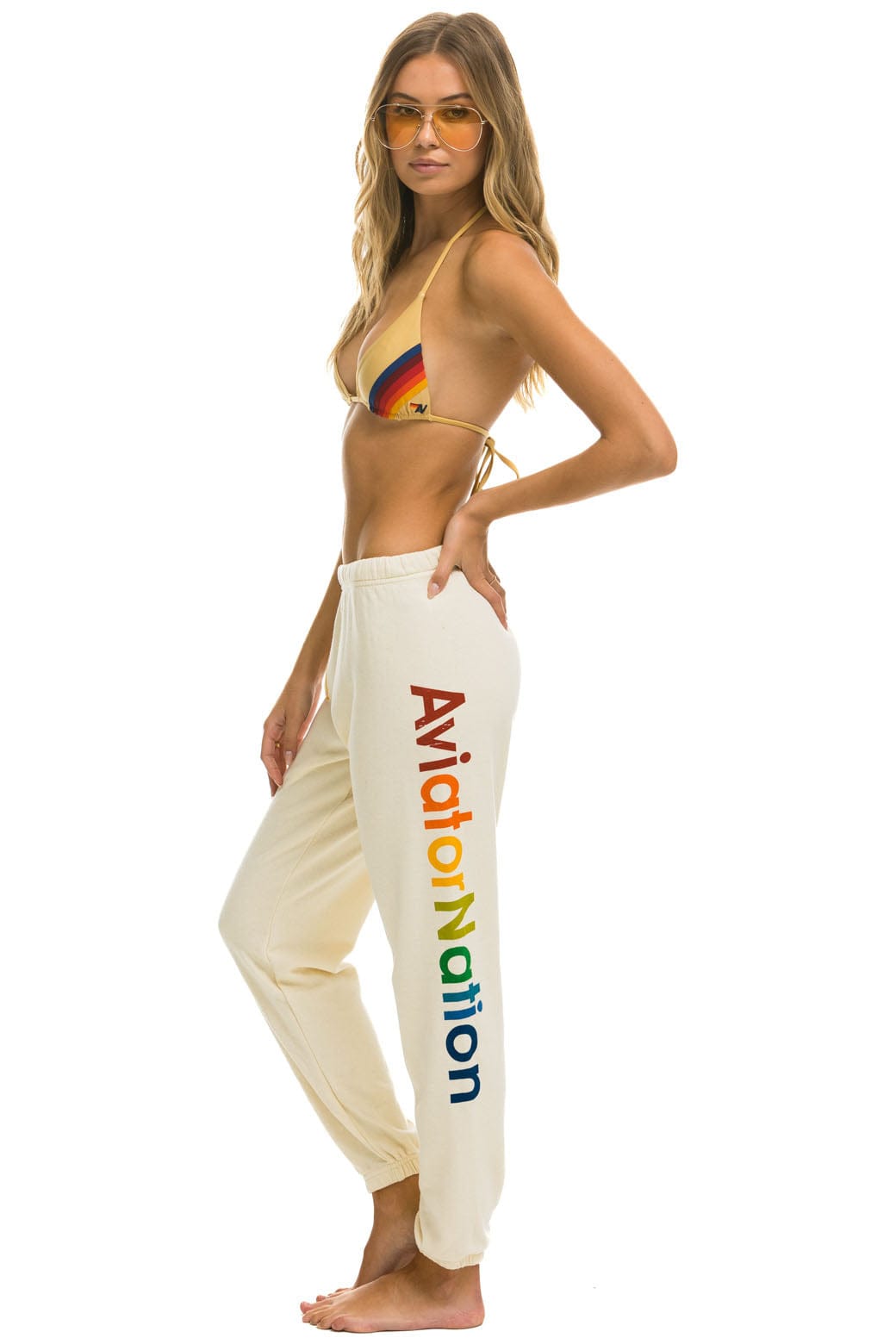 Retro AVIATOR NATION ASPEN SWEATPANTS - VINTAGE WHITE
