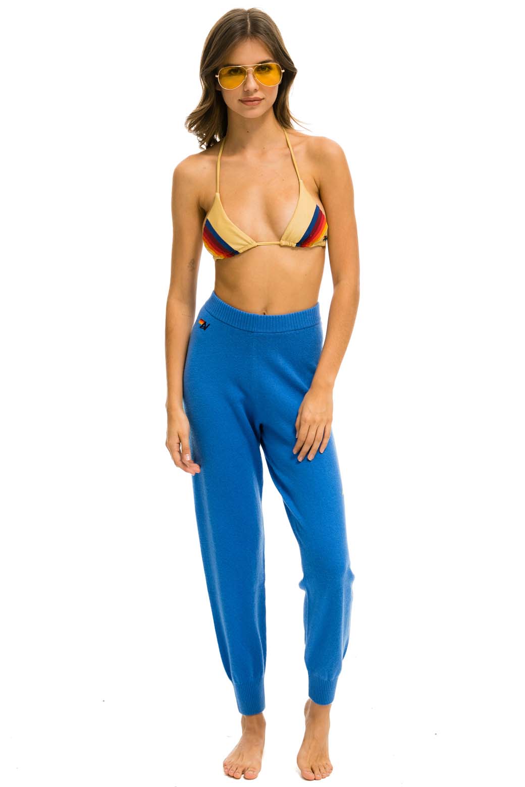 Retro BOLT CASHMERE LIGHT SWEATER PANT - VINTAGE BLUE GOLD BOLT