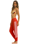 Retro CHECK LEG SWEATPANTS - RED WHITE