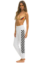 Retro CHECK LEG SWEATPANTS - WHITE