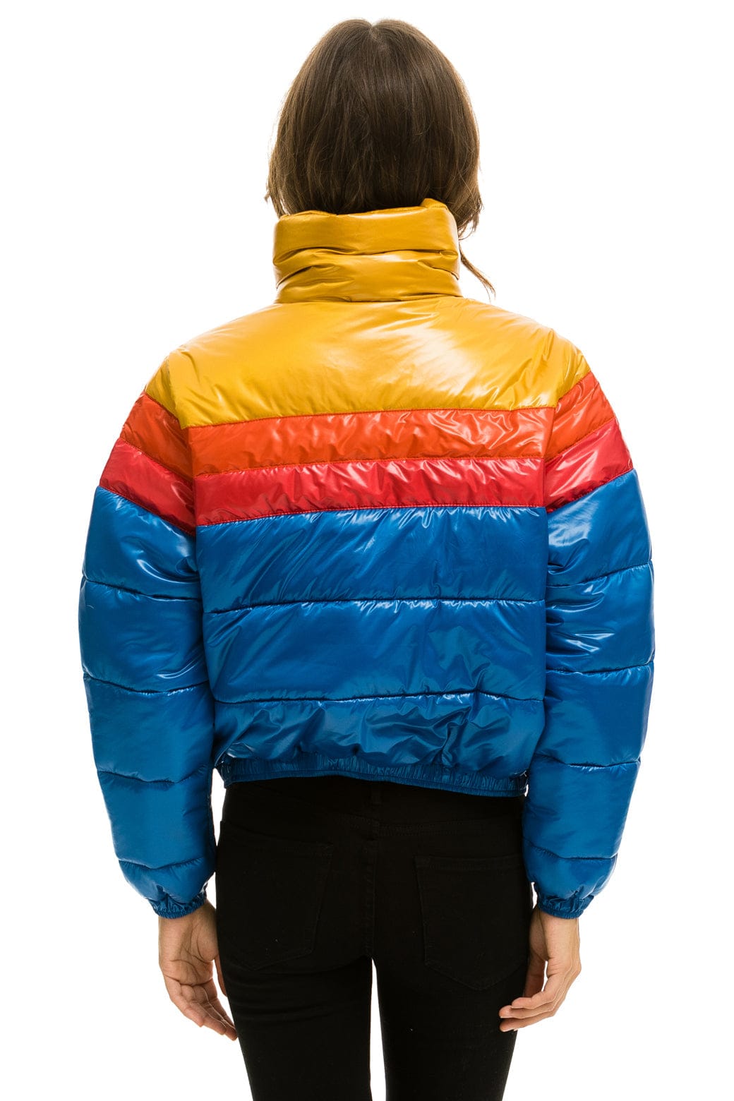 Retro COLOR BLOCK LUXE APRES PUFFER JACKET - GLOSSY SNORKEL BLUE