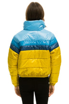Retro COLOR BLOCK LUXE APRES PUFFER JACKET - HONEY GLOSSY