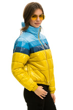 Retro COLOR BLOCK LUXE APRES PUFFER JACKET - HONEY GLOSSY