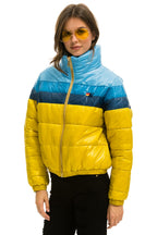 Retro COLOR BLOCK LUXE APRES PUFFER JACKET - HONEY GLOSSY