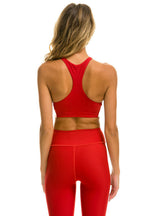 Retro COLOR BLOCK RACER SPORTS BRA - CHERRY