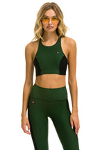 Retro COLOR BLOCK RACER SPORTS BRA - FOREST