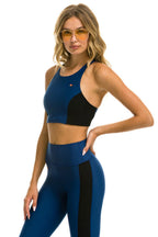 Retro COLOR BLOCK RACER SPORTS BRA - ROYAL