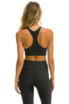Retro COLOR BLOCK RACER SPORTS BRA - TITANIUM