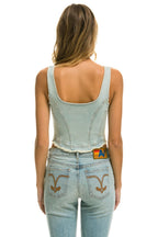 Retro DENIM TOP ZIP FRONT BUSTIER - VINTAGE