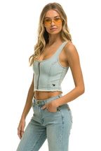 Retro DENIM TOP ZIP FRONT BUSTIER - VINTAGE