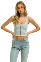 Retro DENIM TOP ZIP FRONT BUSTIER - VINTAGE