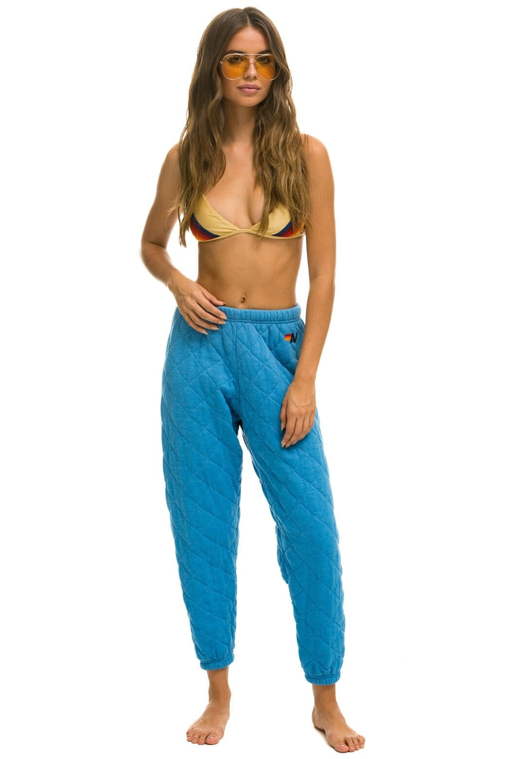 Retro QUILTED SWEATPANTS - OCEAN