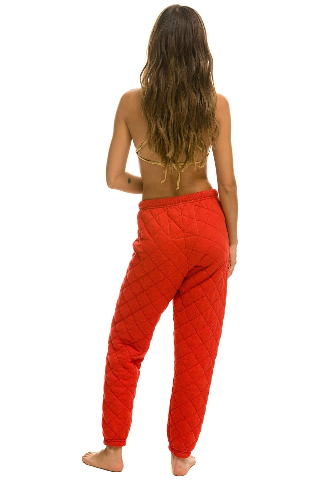 Retro QUILTED SWEATPANTS - RED