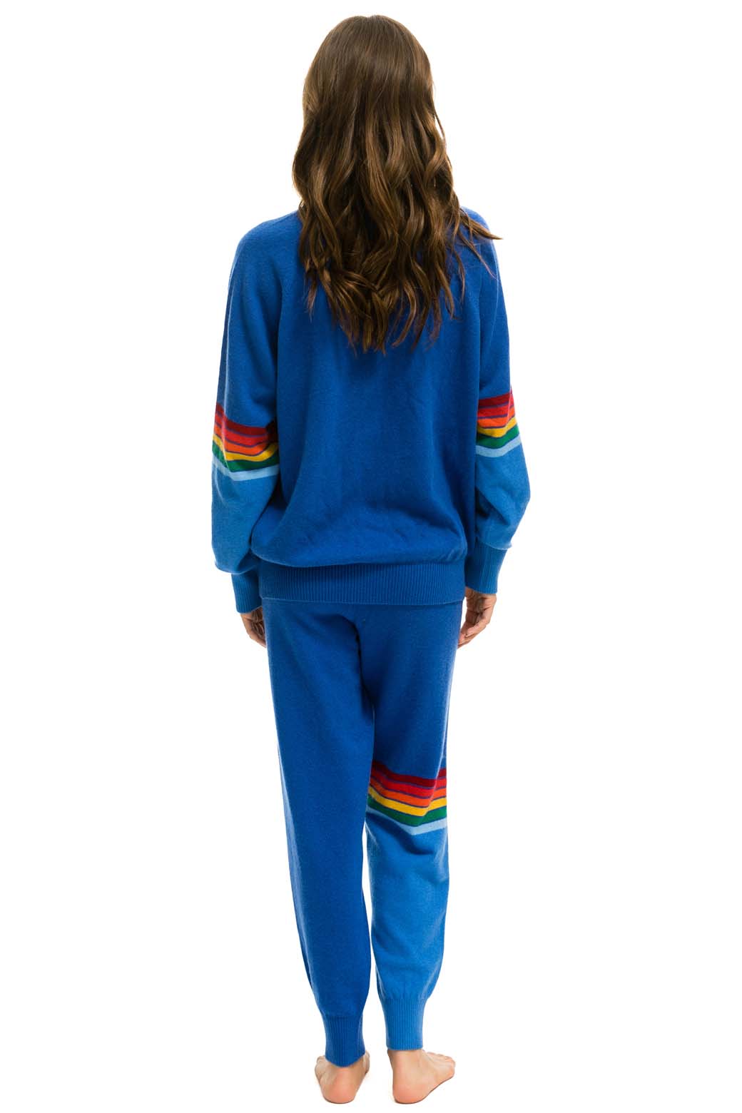 Retro RAINBOW STRIPE CASHMERE LIGHT SWEATER PANT - VINTAGE BLUE