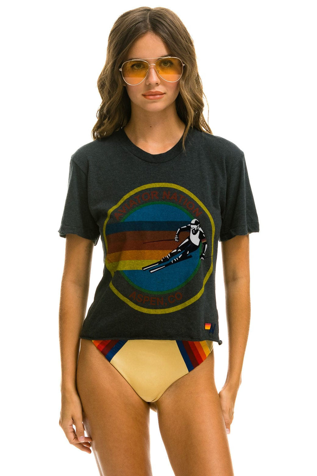 Retro SIGNATURE ASPEN BOYFRIEND TEE - CHARCOAL