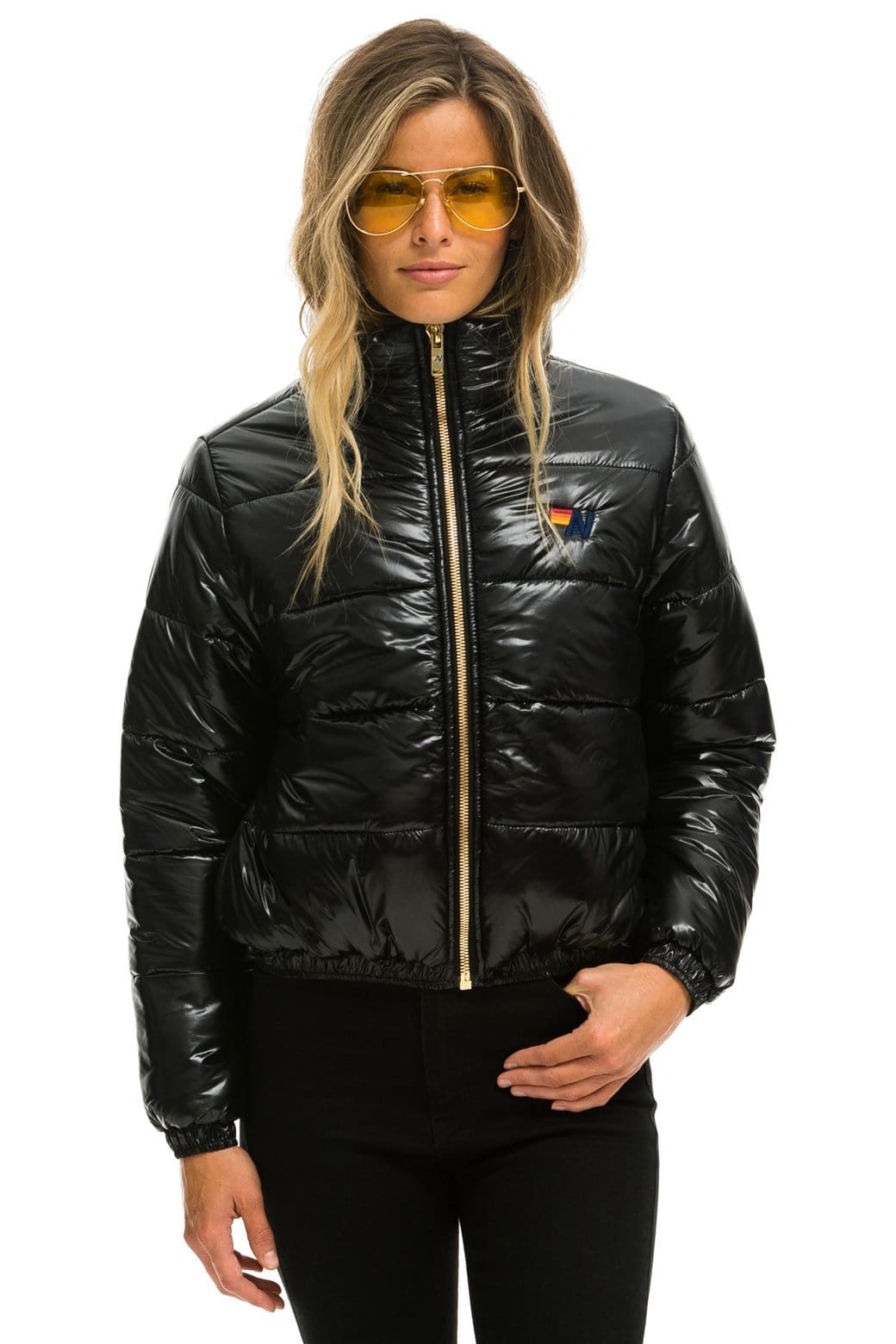 Retro SUNBURST APRES PUFFER JACKET - GLOSSY BLACK