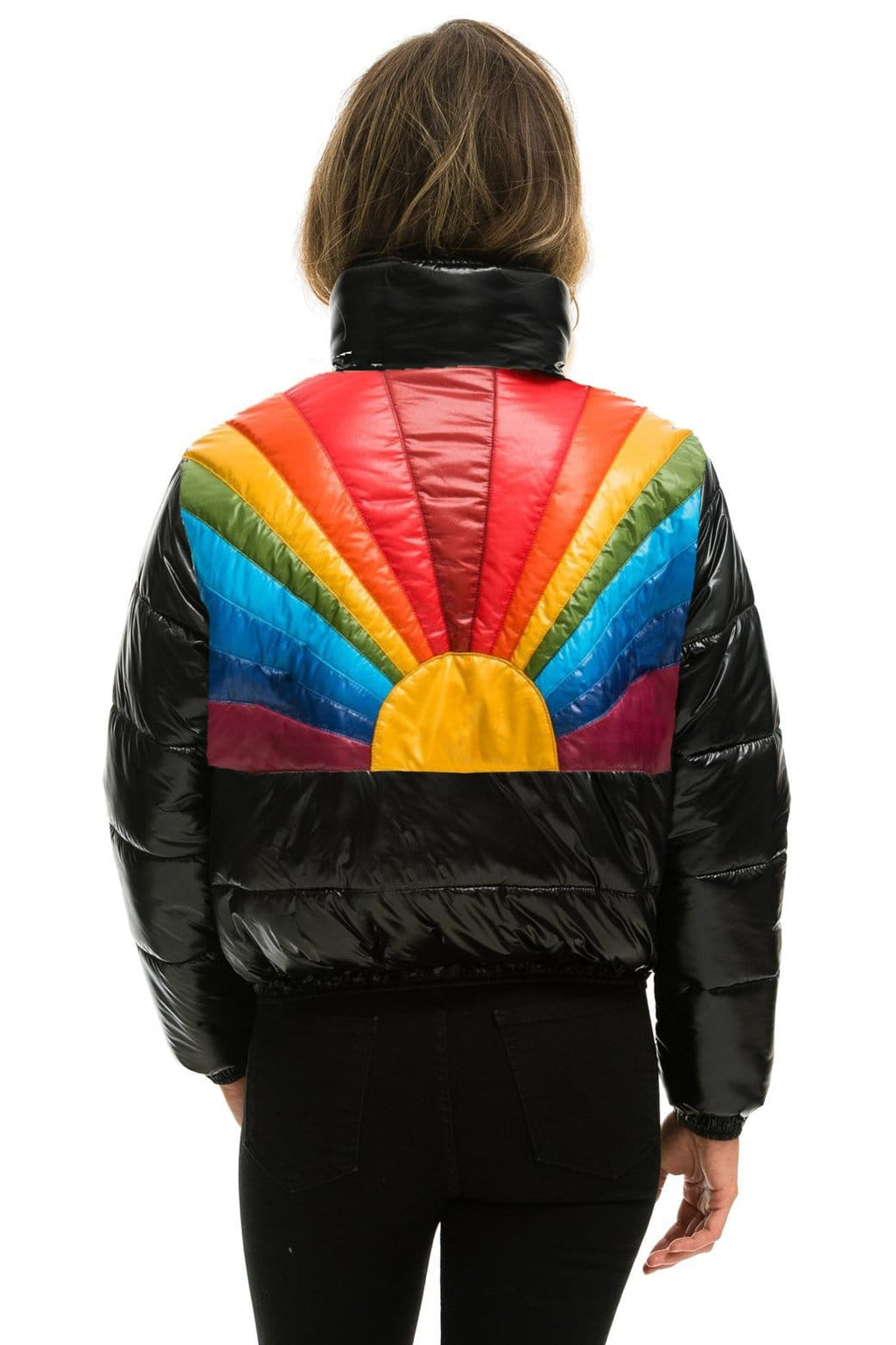 Retro SUNBURST APRES PUFFER JACKET - GLOSSY BLACK