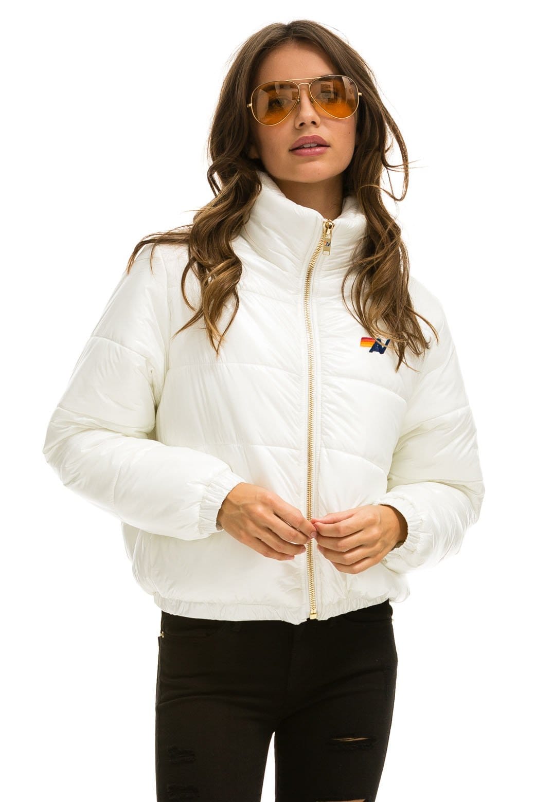 Retro SUNBURST APRES PUFFER JACKET - GLOSSY WHITE