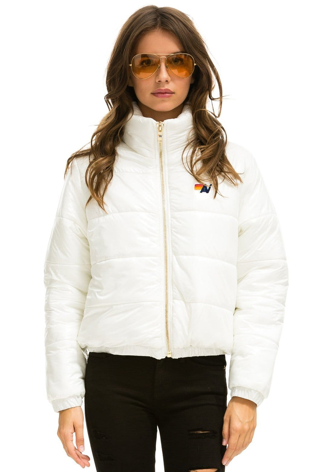 Retro SUNBURST APRES PUFFER JACKET - GLOSSY WHITE
