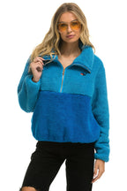 Retro TEDDY APRES HALF ZIP COLOR BLOCK JACKET - OCEAN