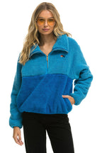 Retro TEDDY APRES HALF ZIP COLOR BLOCK JACKET - OCEAN